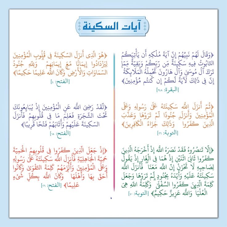 آيات السكينة مكتوبة