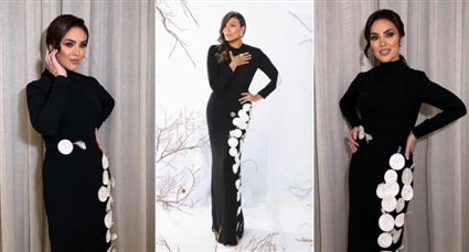 مي فاروق تتألق بإطلالة أنيقة بالأسود في حفل زفاف أحمد جمال