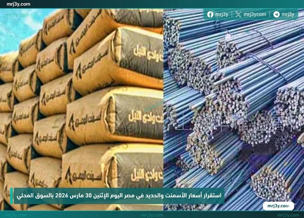 استقرار أسعار الأسمنت والحديد في مصر اليوم الإثنين 30 مارس 2026 بالسوق المحلي