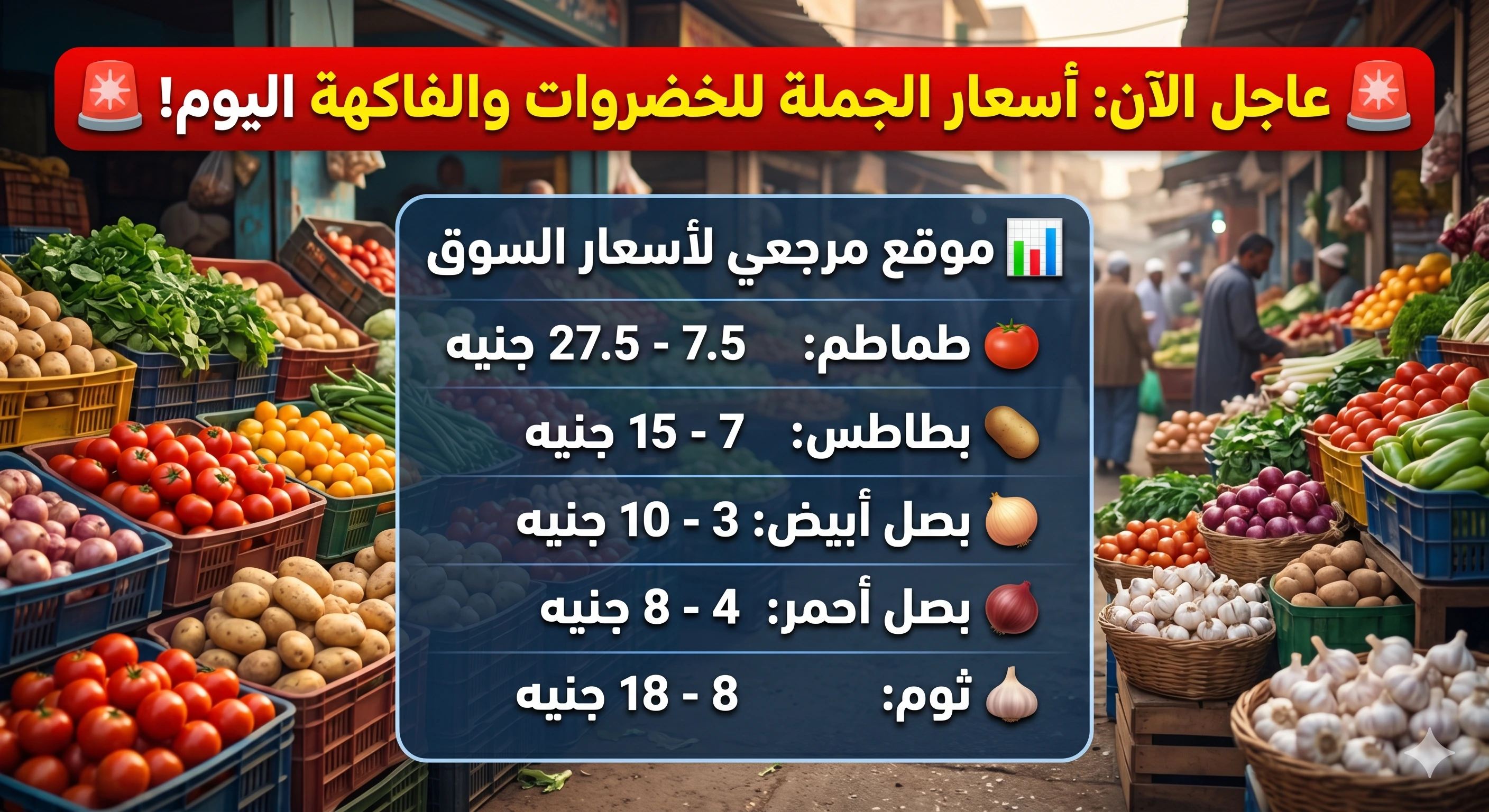 أسعار الخضروات والفاكهة اليوم