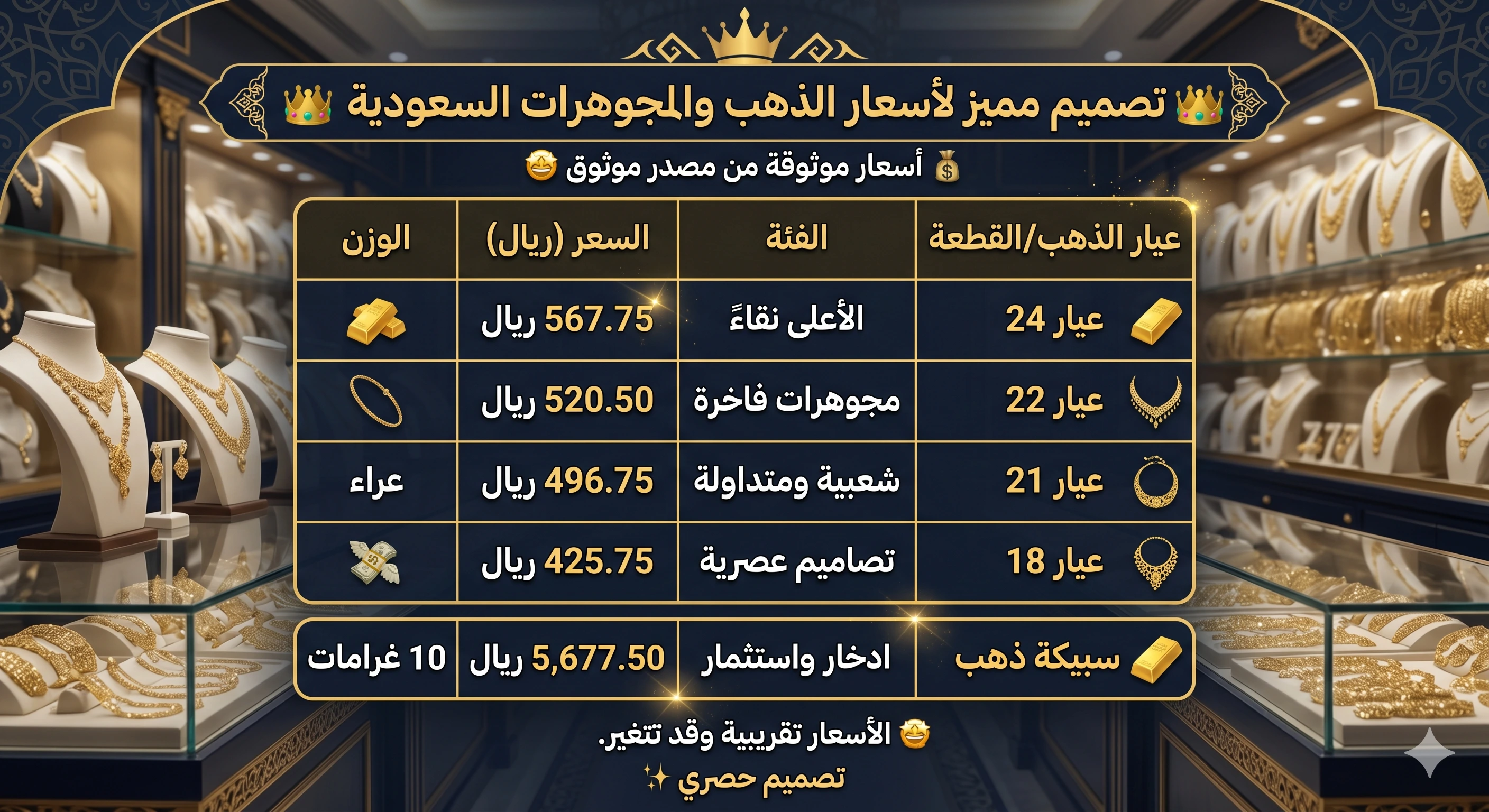 أسعار الذهب في السعودية