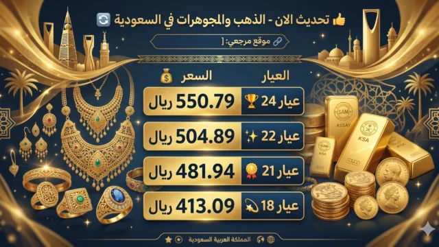 أسعار الذهب في السعودية اليوم