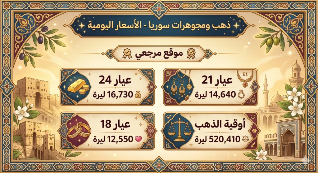 استقرار أسعار الذهب في سوريا اليوم 25 أبريل 2026 رغم تقلبات السوق العالمية وخسائر أسبوعية 2 أسعار الذهب في سوريا