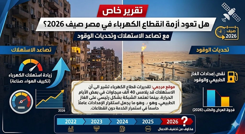 “تقرير خاص” هل تعود أزمة انقطاع الكهرباء في مصر صيف 2026 مع تصاعد الاستهلاك وتحديات الوقود