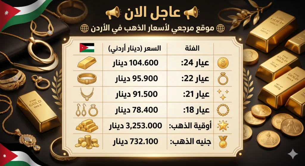 سعر الذهب اليوم في الأردن عيار 21 تسجل ارتفاعا طفيفا وسط تقلبات عالمية