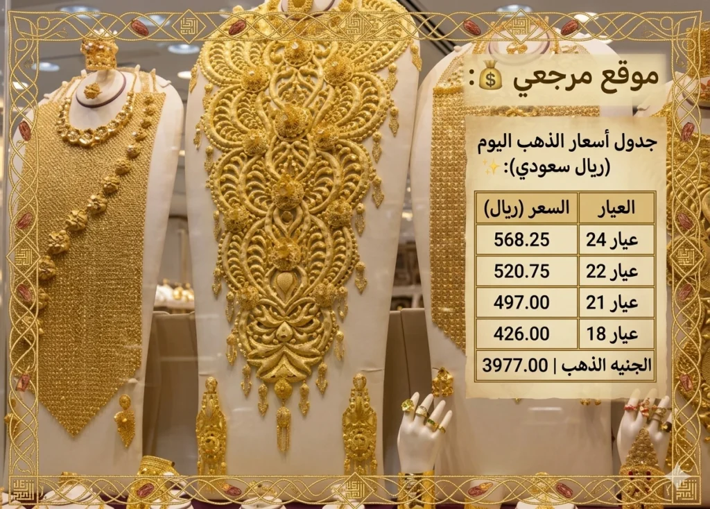 سعر الذهب اليوم في السعودية بالريال لجميع الأعيرة تحديث لحظي للبيع والشراء