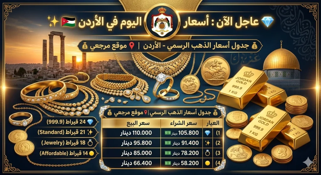 سعر الذهب عيار 21 في الأردن
