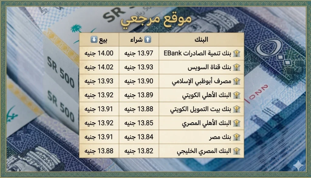 سعر الريال السعودي اليوم في مصر الأربعاء 15 أبريل 2026 يتراجع جماعيا بالبنوك
