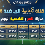 تردد قناة ثمانية الرياضية 2026 لمتابعة مباراة النصر والقادسية بجودة عالية مجاناً