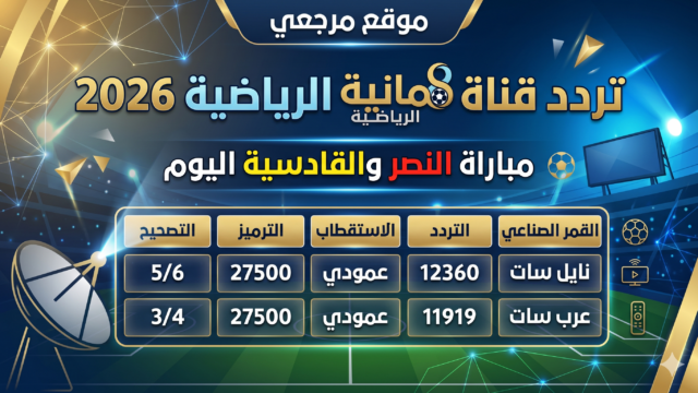 تردد قناة ثمانية الرياضية 2026