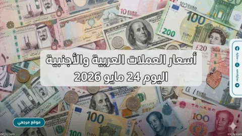 اسعار العملات العربية والاجنبية اليوم 24 مايو 2026