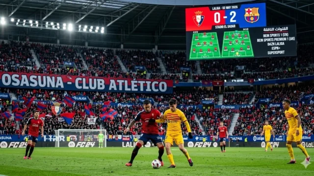 القنوات الناقلة لمباراة أوساسونا ضد برشلونة في الدوري الاسباني المعلق والتشكيل