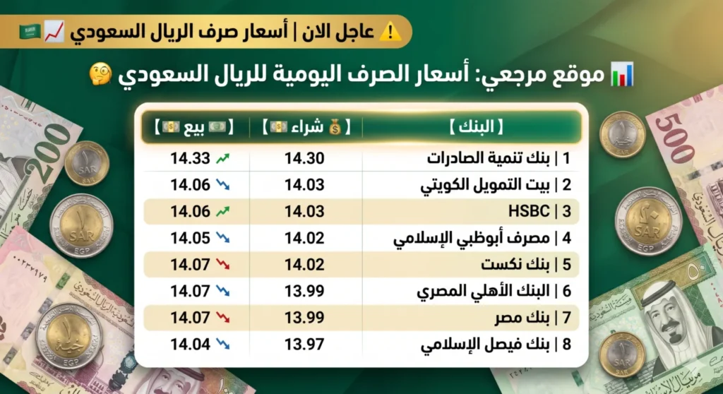 تراجع سعر الريال السعودي أمام الجنيه المصري بختام تعاملات الأربعاء 6 مايو 2026