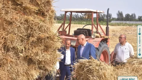 رئيس جامعة مدينة السادات يشهد حصاد القمح بمزارع الجامعة