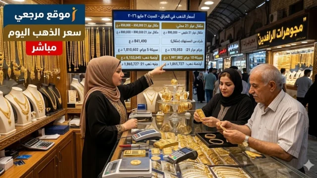استقرار سعر مثقال الذهب في العراق اليوم 2-5-2026 مع هدوء الطلب وتوازن السوق