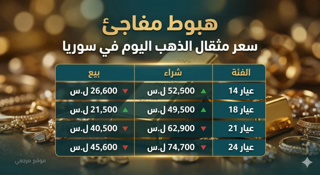 هبوط مفاجئ.. أسعار الذهب في سوريا اليوم تتراجع مع هدوء الطلب المحلي