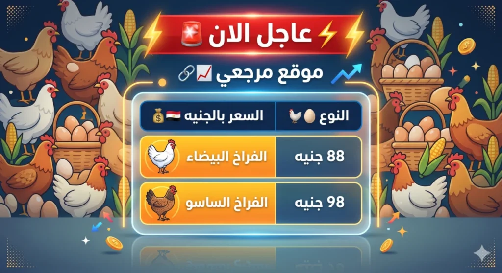 هدوء يسيطر علي أسعار الدواجن اليوم في مصر بين استقرار البيضاء وارتفاع الساسو