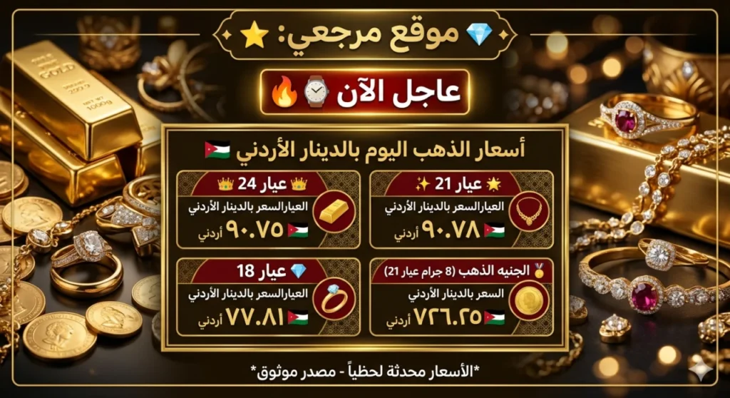 هدوء يسيطر علي أسعار الذهب اليوم في الأردن تتحرك بهدوء وسط سيولة حذرة وترقب المستثمرين
